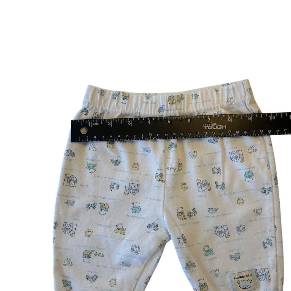 VTG Y2K McBaby Infant Pants 0-3 Months Noah's Ark Farm Bear Pattern Blue - Picture 4 of 8
